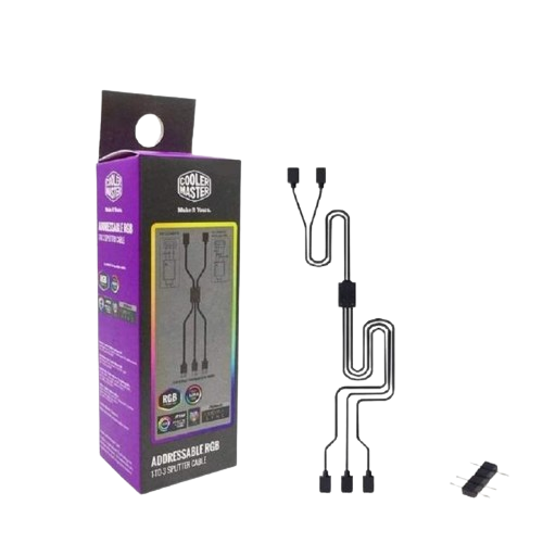 Cooler Master 3-pin 1-to-3 Addressable RGB connector Cable Splitter for MasterFan Addressable RGB Fa