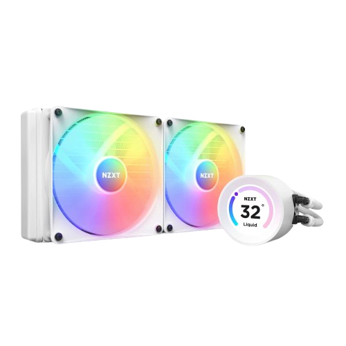 COOLERS CPU AIO NZXT Kraken 280 ELITE RGB, 2x140mm F140 RGB Core fans, RGB Controller, w/2.36" LCD display, RL-KR28E-W1, MATTE WHITE