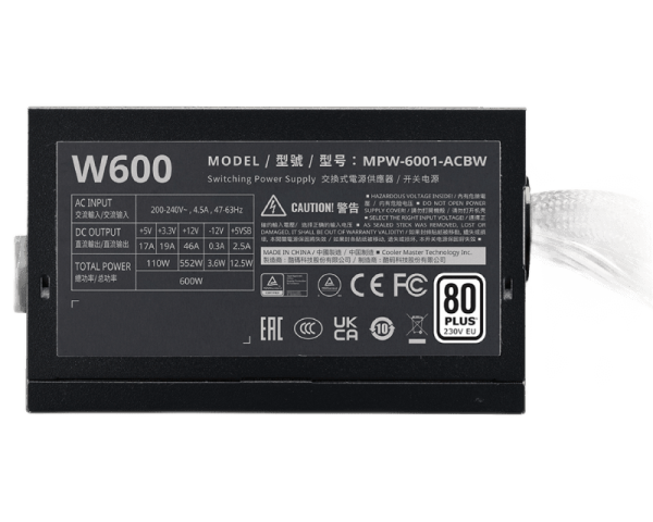 PSU Cooler Master Elite Nex White W600 600W (MPW-6001-ACBW-BEU)