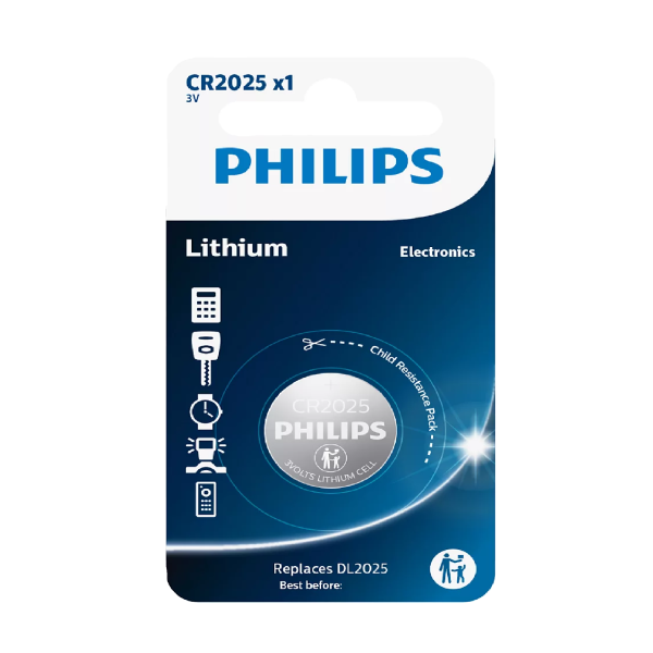 Philips CR2025 3V Lithium 1pack Battery