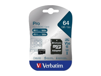 Verbatim Pro 256GB microSDXC Card Class 10 /w Adapter