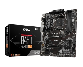 MSI B450-A PRO MAX 4xDDR4 4133+, HDMI, DVI-D, VGA, 2x PCI-Ex16, 4x PCI-Ex1, M.2, 6xSATA3, 6xUSB3.2, 6xUSB2.0