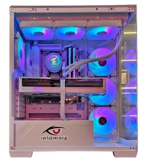 Insomnia Arctic Glass 3 Lite: B650M, Ryzen 7 7800X3D, RTX 5070, 32GB DDR5-6000, 1TB SSD